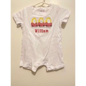 William embroidered monogrammed baby romper